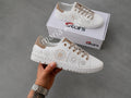 Sapato Casual Feminino Branco com Detalhes Bege