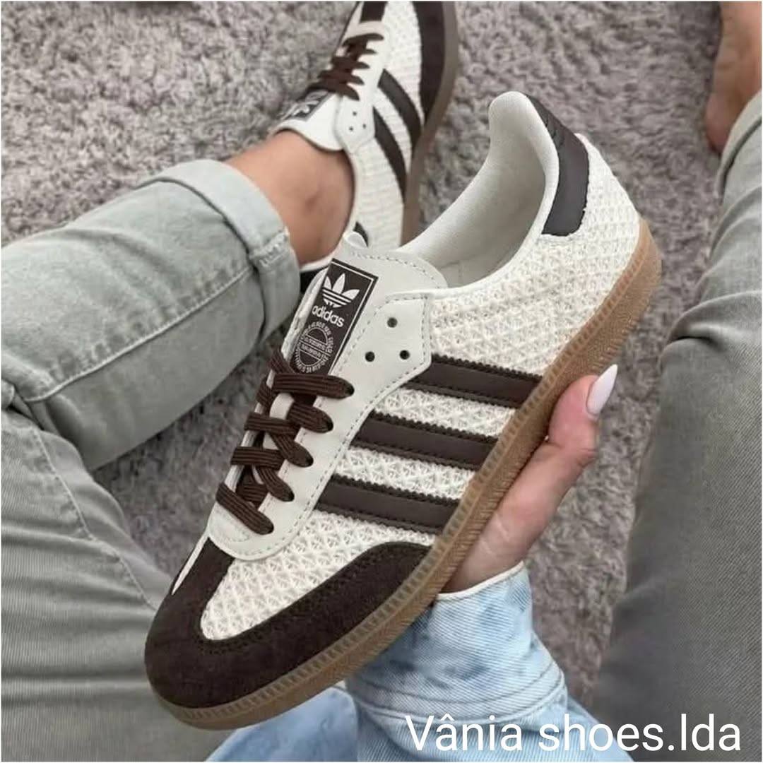 Adidas Samba Branco/Castanho em Malha – Sofisticação e Conforto em Cada Passo